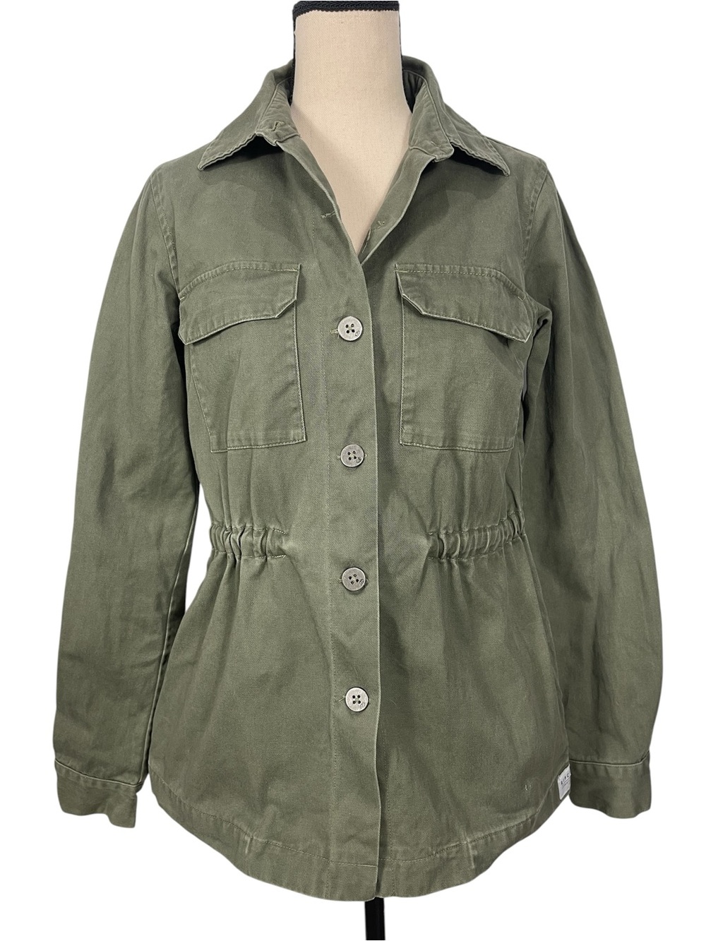 Rip Curl Utility Jacket Cinchable Waist 100% Cotton Green Size Small
